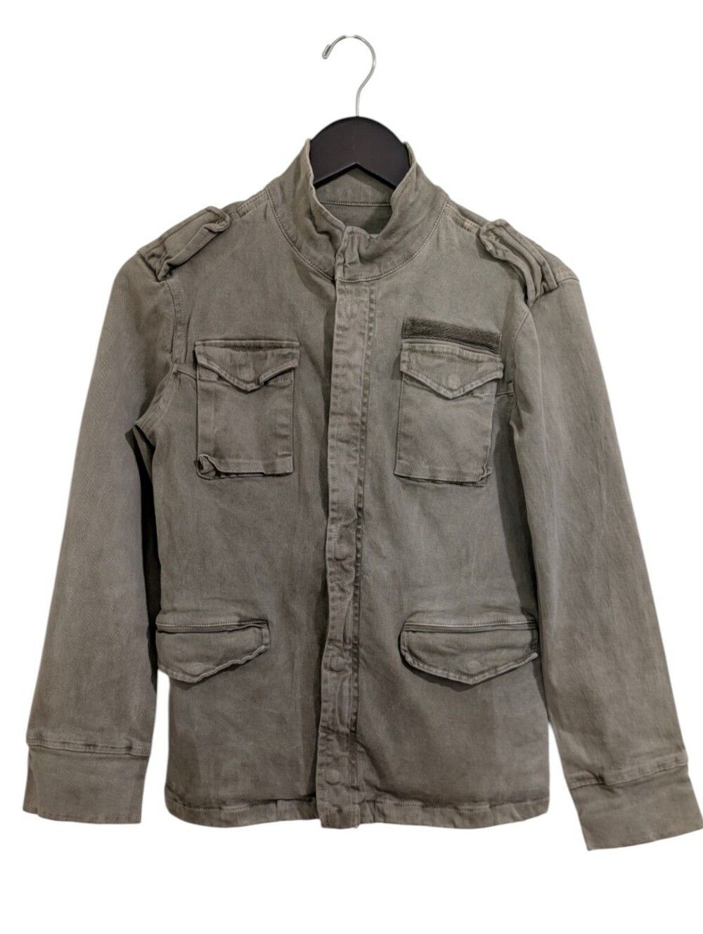 Anine Bing Utility Jacket XS Muted Army Green Cotton Blend